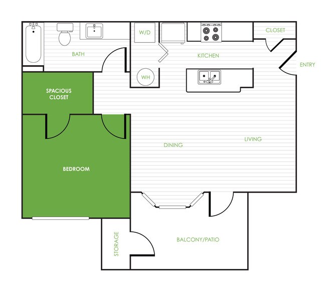 1 Bed • 1 Bath 733 floor plan